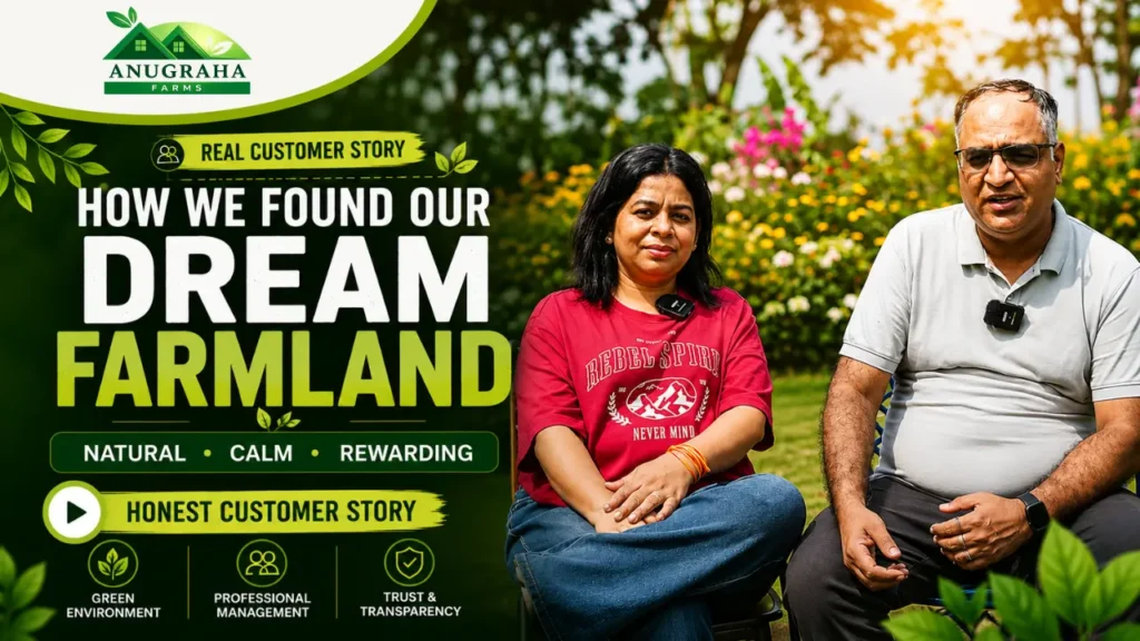 Real customer story about choosing a peaceful managed farmland lifestyle with Anugraha Farms near Bangalore