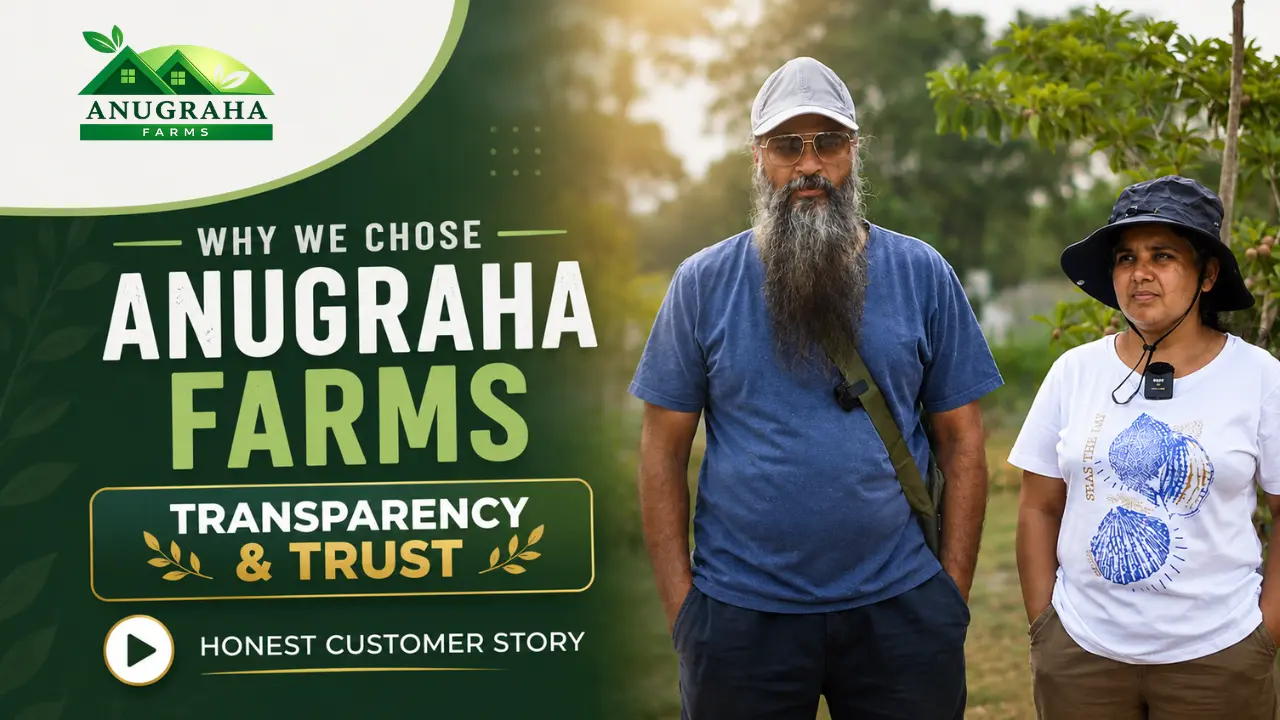 Customer testimonial about choosing Anugraha Farms Vasudha for transparency, trust and professional management near Bangalore