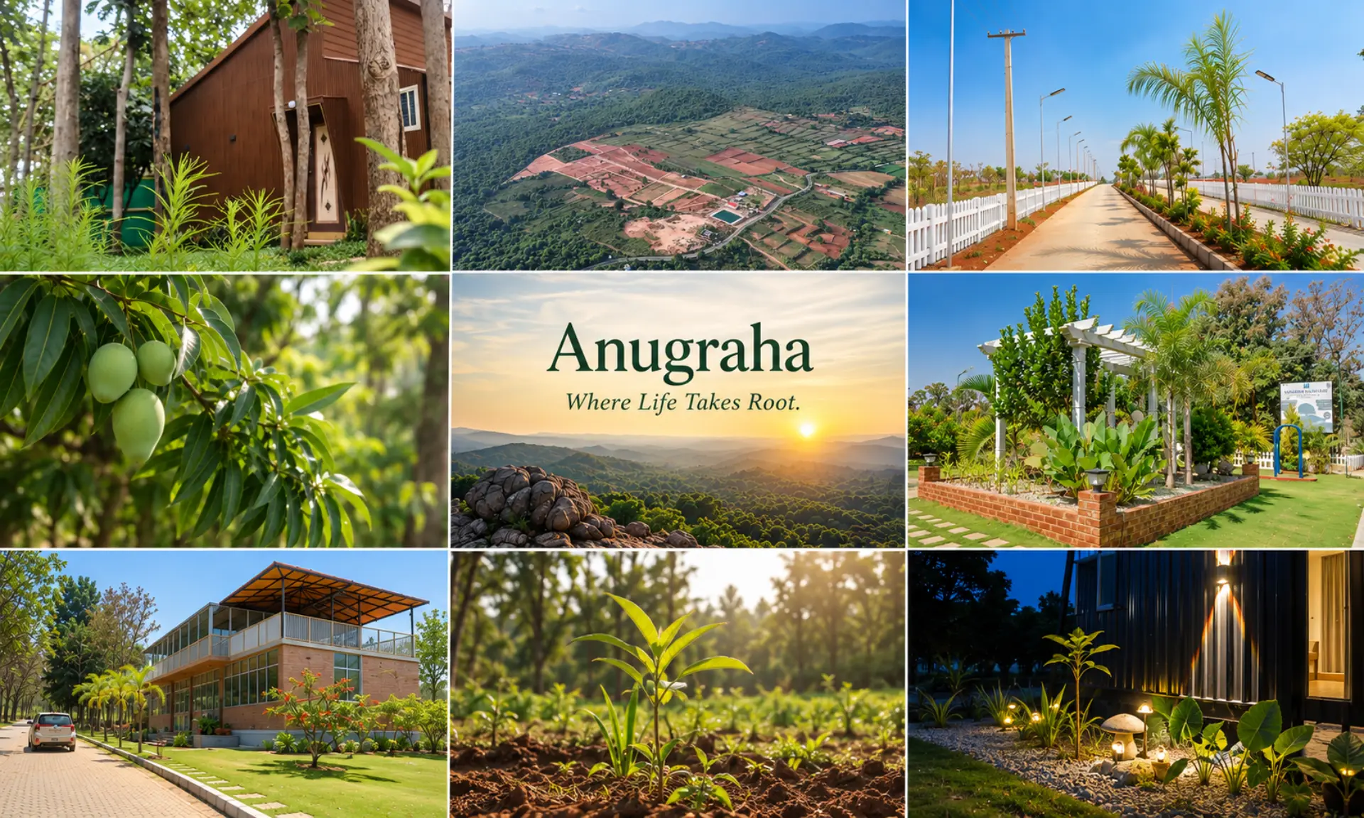 Anugraha Farms managed farmland near Bangalore featuring farmland, plantations and developed farm communities