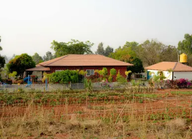 Shared community area set within the farmland at H2O Farms